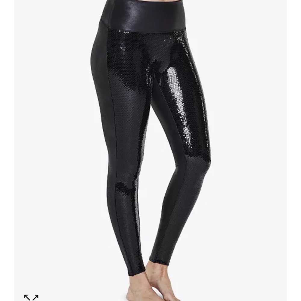 Spanx sequin Faux Leather Leggings XXL 2X  Rare